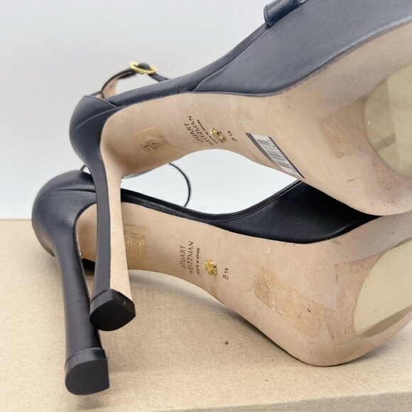 Stuart Weitzman Nudistcurve Hollywood Platform Sandal Black Leather US 8.5 Spain - Picture 10 of 10